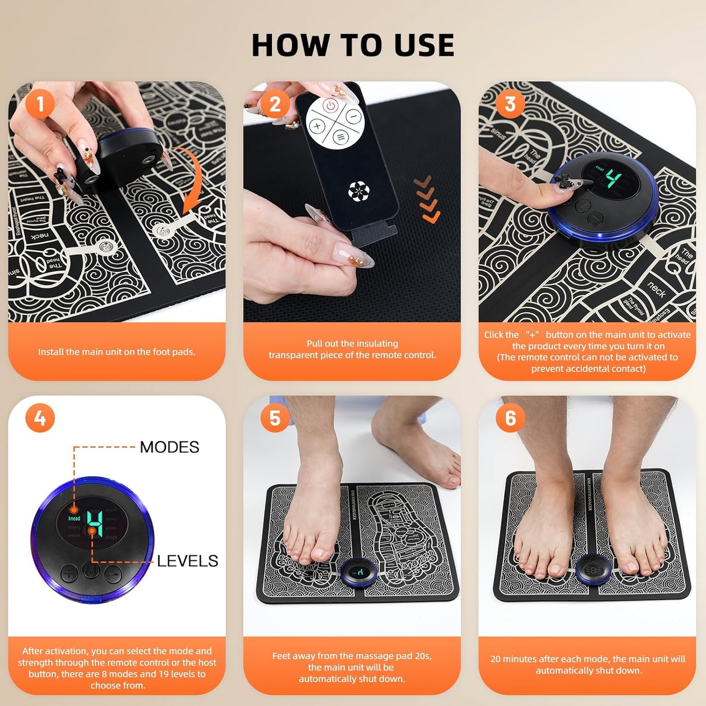 Ems Foot Massager Mat Tens Fisioterapia Electric Foot Cushion Blood Circulation Acupunctur Pad Foot Health Care Relaxation Pain