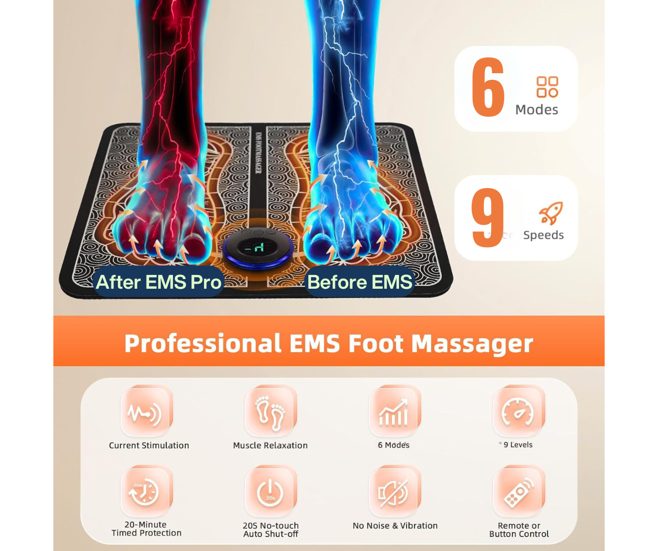 Ems Foot Massager Mat Tens Fisioterapia Electric Foot Cushion Blood Circulation Acupunctur Pad Foot Health Care Relaxation Pain